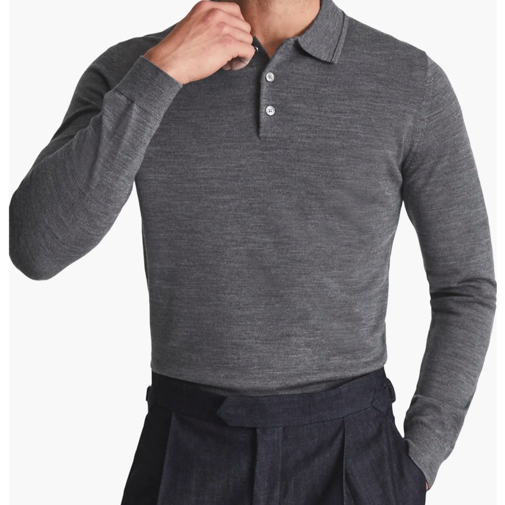 Reiss Trafford Long Sleeve 100% Merino Wool (Medium)